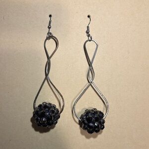 Elegant Silver and Black Drop Earrings